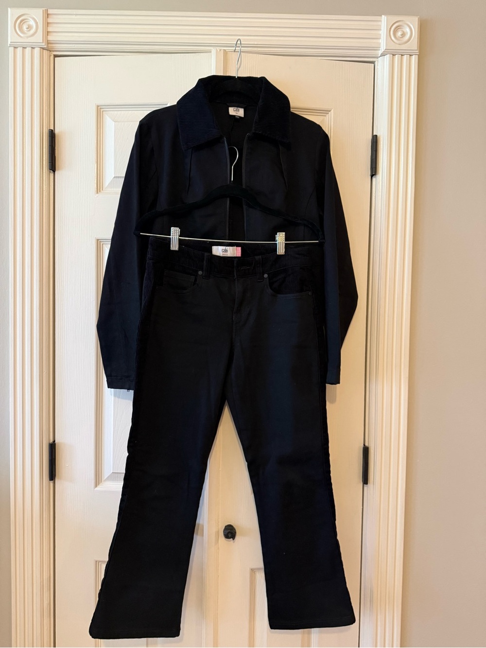 CAbi Black Corduroy Jacket and Pants Set